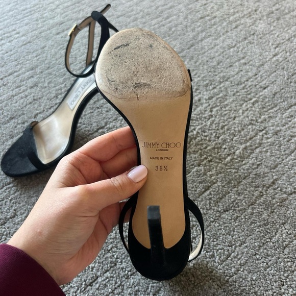 Jimmy Choo Black Suede Ankle Strap Heels - Picture 2 of 3